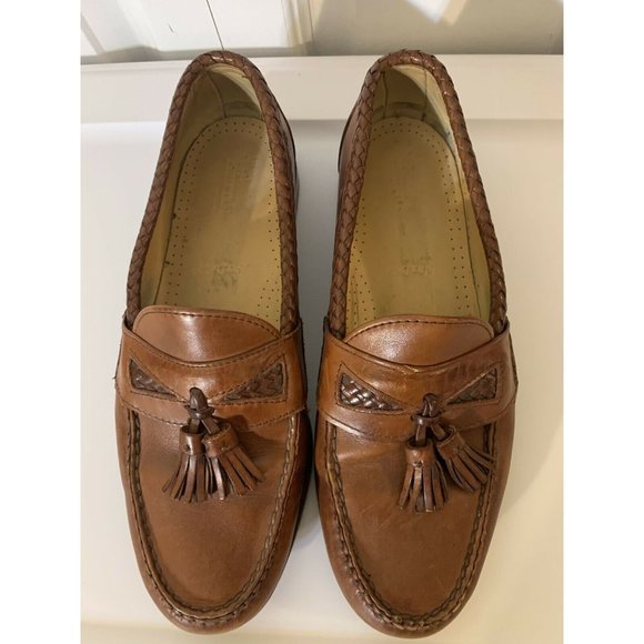 Allen Edmonds Men’s Sz 9D Maxfield Brown Leather Tassel Loafers Shoes‎ - Picture 1 of 9